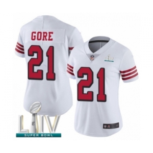 Women's San Francisco 49ers #21 Frank Gore Limited White Rush Vapor Untouchable Super Bowl LIV Bound Football Jersey