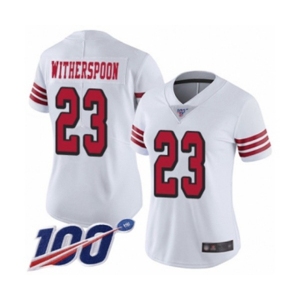 Women's San Francisco 49ers #23 Ahkello Witherspoon Limited White Rush Vapor Untouchable 100th Season Football Jersey