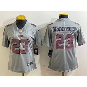 Women's San Francisco 49ers #23 Christian McCaffrey Grey Atmosphere Fashion Stitched Game Jersey