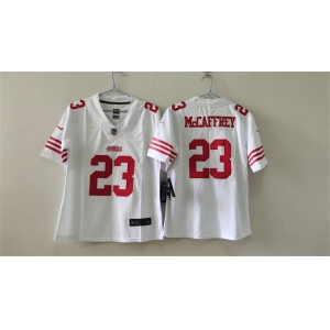 Women's San Francisco 49ers #23 Christian McCaffrey White Football Stitched Jersey