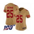 Women's San Francisco 49ers #25 Richard Sherman Limited Gold Inverted Legend 100th Season Football Jersey
