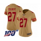 Women's San Francisco 49ers #27 Adrian Colbert Limited Gold Inverted Legend 100th Season Football Jersey