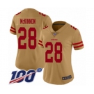 Women's San Francisco 49ers #28 Jerick McKinnon Limited Gold Inverted Legend 100th Season Football Jersey