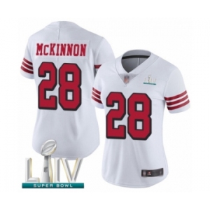 Women's San Francisco 49ers #28 Jerick McKinnon Limited White Rush Vapor Untouchable Super Bowl LIV Bound Football Jersey