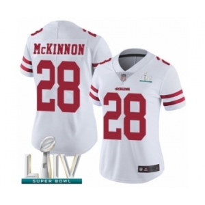 Women's San Francisco 49ers #28 Jerick McKinnon White Vapor Untouchable Limited Player Super Bowl LIV Bound Football Jersey