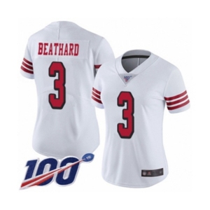 Women's San Francisco 49ers #3 C. J. Beathard Limited White Rush Vapor Untouchable 100th Season Football Jersey