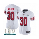 Women's San Francisco 49ers #30 Jeff Wilson Limited White Rush Vapor Untouchable Super Bowl LIV Bound Football Jersey