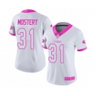 Women's San Francisco 49ers #31 Raheem Mostert Limited White Pink Rush Fashion Football Jersey