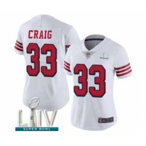 Women's San Francisco 49ers #33 Roger Craig Limited White Rush Vapor Untouchable Super Bowl LIV Bound Football Jersey