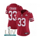 Women's San Francisco 49ers #33 Roger Craig Red Team Color Vapor Untouchable Limited Player Super Bowl LIV Bound Football Jersey