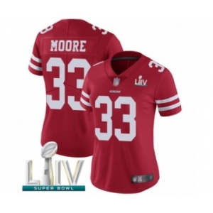 Women's San Francisco 49ers #33 Tarvarius Moore Red Team Color Vapor Untouchable Limited Player Super Bowl LIV Bound Football Jersey