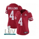 Women's San Francisco 49ers #4 Nick Mullens Red Team Color Vapor Untouchable Limited Player Super Bowl LIV Bound Football Jersey