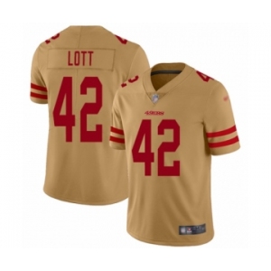 Women's San Francisco 49ers #42 Ronnie Lott Limited Gold Inverted Legend Football Jersey