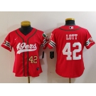 Women's San Francisco 49ers #42 Ronnie Lott Red Mexico Cool Base Stitched Baseball Jerseys