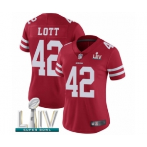 Women's San Francisco 49ers #42 Ronnie Lott Red Team Color Vapor Untouchable Limited Player Super Bowl LIV Bound Football Jersey