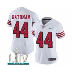 Women's San Francisco 49ers #44 Tom Rathman Limited White Rush Vapor Untouchable Super Bowl LIV Bound Football Jersey