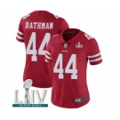 Women's San Francisco 49ers #44 Tom Rathman Red Team Color Vapor Untouchable Limited Player Super Bowl LIV Bound Football Jersey