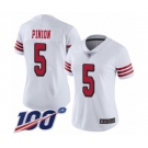 Women's San Francisco 49ers #5 Bradley Pinion Limited White Rush Vapor Untouchable 100th Season Football Jersey