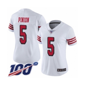 Women's San Francisco 49ers #5 Bradley Pinion Limited White Rush Vapor Untouchable 100th Season Football Jersey