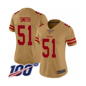 Women's San Francisco 49ers #51 Malcolm Smith Limited Gold Inverted Legend 100th Season Football Jersey