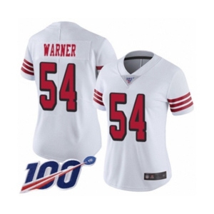 Women's San Francisco 49ers #54 Fred Warner Limited White Rush Vapor Untouchable 100th Season Football Jersey