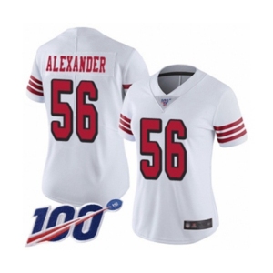 Women's San Francisco 49ers #56 Kwon Alexander Limited White Rush Vapor Untouchable 100th Season Football Jersey