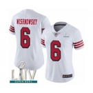 Women's San Francisco 49ers #6 Mitch Wishnowsky Limited White Rush Vapor Untouchable Super Bowl LIV Bound Football Jersey