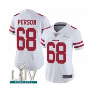 Women's San Francisco 49ers #68 Mike Person White Vapor Untouchable Limited Player Super Bowl LIV Bound Football Jersey