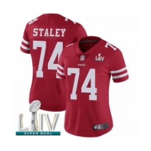 Women's San Francisco 49ers #74 Joe Staley Red Team Color Vapor Untouchable Limited Player Super Bowl LIV Bound Football Jersey