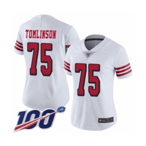 Women's San Francisco 49ers #75 Laken Tomlinson Limited White Rush Vapor Untouchable 100th Season Football Jersey