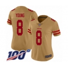 Women's San Francisco 49ers #8 Steve Young Limited Gold Inverted Legend 100th Season Football Jersey