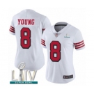 Women's San Francisco 49ers #8 Steve Young Limited White Rush Vapor Untouchable Super Bowl LIV Bound Football Jersey
