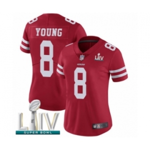 Women's San Francisco 49ers #8 Steve Young Red Team Color Vapor Untouchable Limited Player Super Bowl LIV Bound Football Jersey