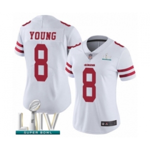 Women's San Francisco 49ers #8 Steve Young White Vapor Untouchable Limited Player Super Bowl LIV Bound Football Jersey