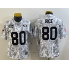 Women's San Francisco 49ers #80 Jerry Rice 2024 F.U.S.E. Arctic Camo Salute to Service Limited Football Stitched Jersey