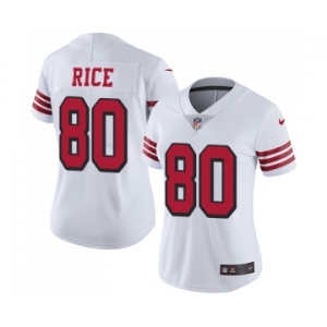 Women's San Francisco 49ers #80 Jerry Rice Limited White Rush Vapor Untouchable Football Jersey