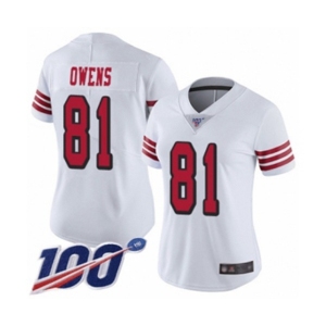 Women's San Francisco 49ers #81 Terrell Owens Limited White Rush Vapor Untouchable 100th Season Football Jersey