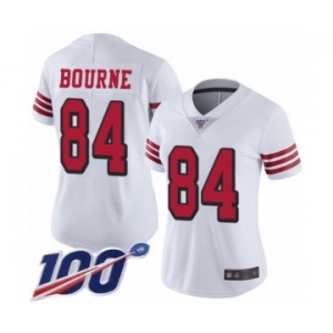 Women's San Francisco 49ers #84 Kendrick Bourne Limited White Rush Vapor Untouchable 100th Season Football Jersey