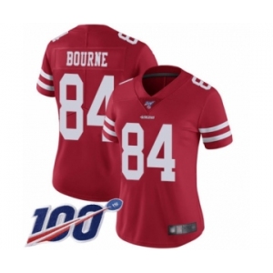 Women's San Francisco 49ers #84 Kendrick Bourne Red Team Color Vapor Untouchable Limited Player 100th Season Football Jersey