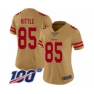 Women's San Francisco 49ers #85 George Kittle Limited Gold Inverted Legend 100th Season Football Jersey