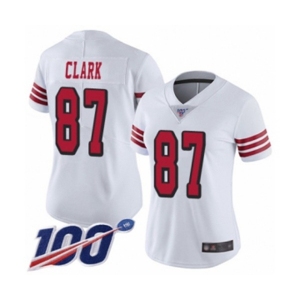 Women's San Francisco 49ers #87 Dwight Clark Limited White Rush Vapor Untouchable 100th Season Football Jersey