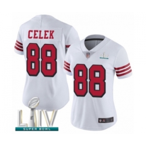 Women's San Francisco 49ers #88 Garrett Celek Limited White Rush Vapor Untouchable Super Bowl LIV Bound Football Jersey