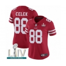 Women's San Francisco 49ers #88 Garrett Celek Red Team Color Vapor Untouchable Limited Player Super Bowl LIV Bound Football Jersey