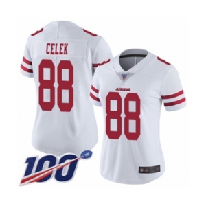 Women's San Francisco 49ers #88 Garrett Celek White Vapor Untouchable Limited Player 100th Season Football Jersey