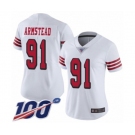 Women's San Francisco 49ers #91 Arik Armstead Limited White Rush Vapor Untouchable 100th Season Football Jersey