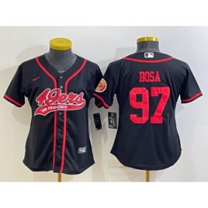 Women's San Francisco 49ers #97 Nick Bosa Black With Patch Cool Base Stitched Baseball Jersey