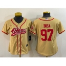 Women's San Francisco 49ers #97 Nick Bosa Gold With Patch Cool Base Stitched Baseball Jersey
