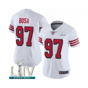 Women's San Francisco 49ers #97 Nick Bosa Limited White Rush Vapor Untouchable Super Bowl LIV Bound Football Jersey