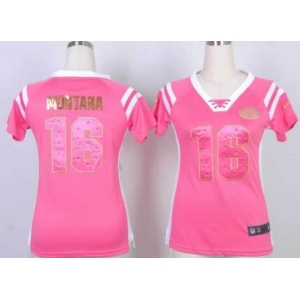 nike women nfl jerseys san francisco 49ers #16 joe montana pink[fashion Rhinestone sequins]