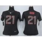 nike women nfl jerseys san francisco 49ers #21 bush black[nike impact limited][bush]